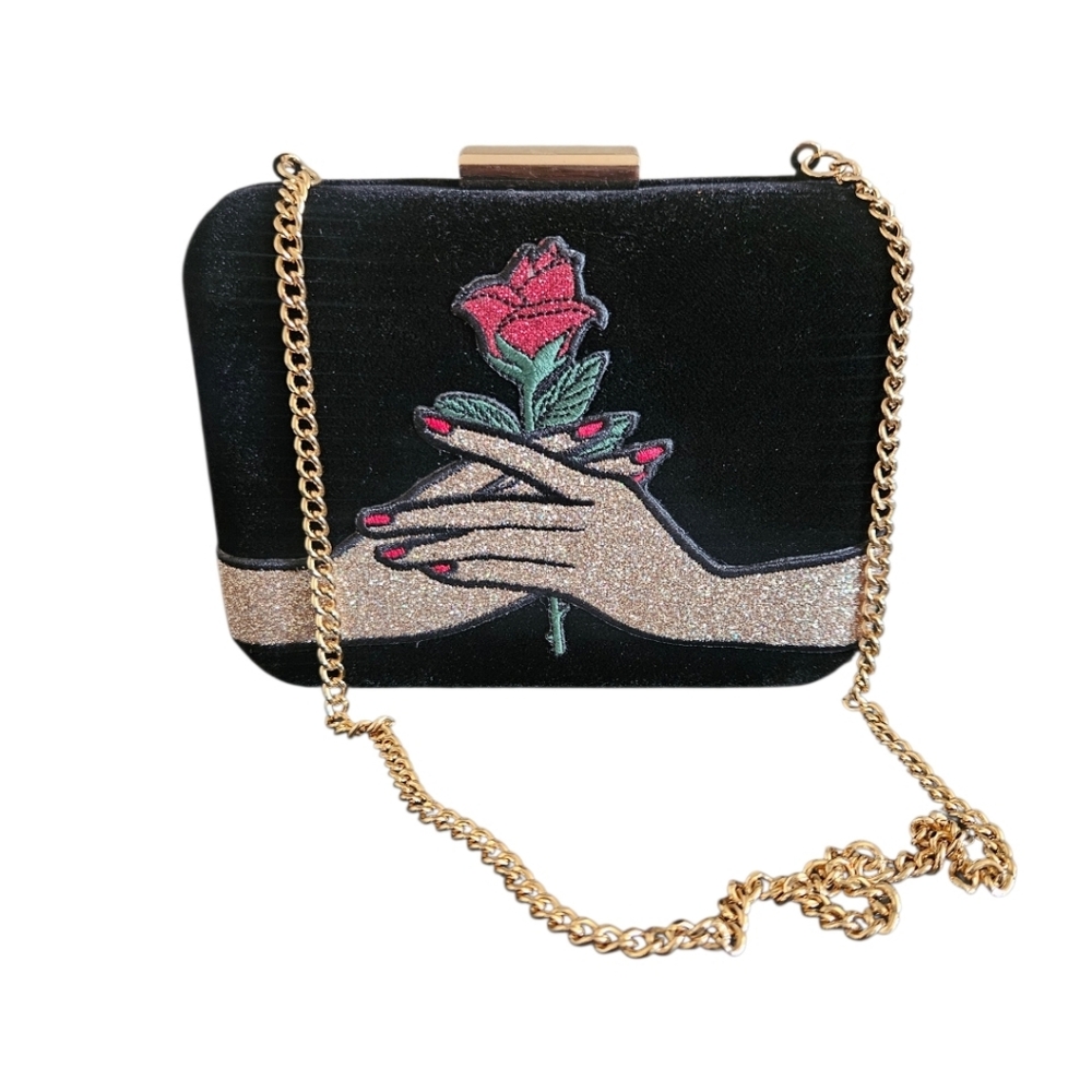 Danielle Nicole x Disney Sleeping Beauty Black Embriodered Velvet Evening Clutch